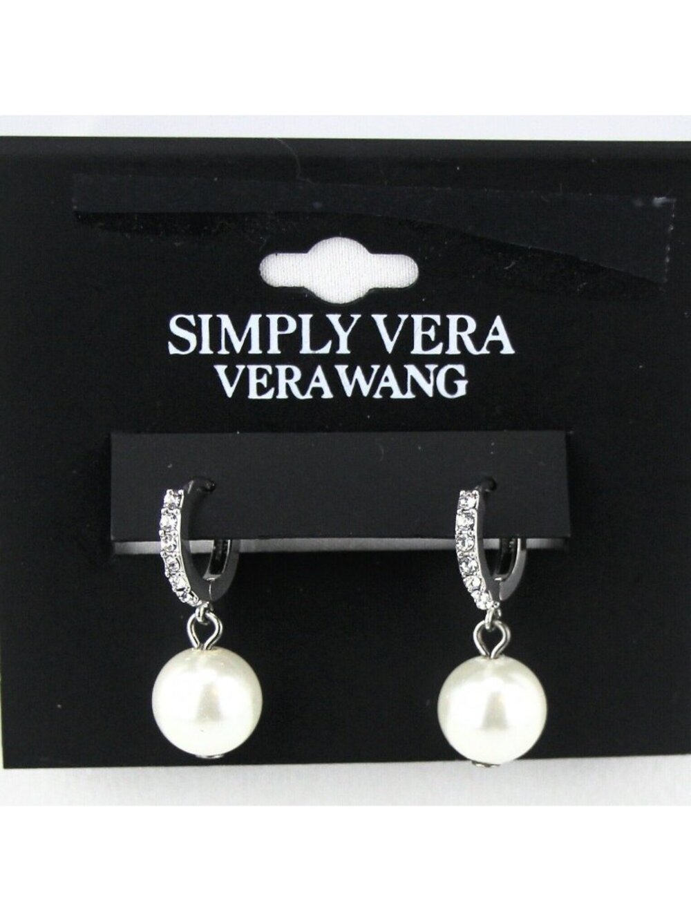 Simply Vera by Vera Wang Faux Pearl Hoop Earrings w/ Rhinestones
